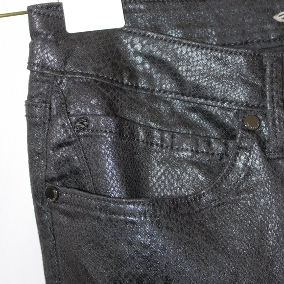 BIG SALE JEANS Seven7 Coated Skinny Faux Leather Black Viper Size 14 30” NWT's - Picture 8 of 16